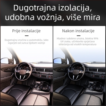 Set folija za prozore automobila: privatnost, otporan na lomljenje, UV zaštita i toplinska izolacija za vjetrobran i bočna stakla.