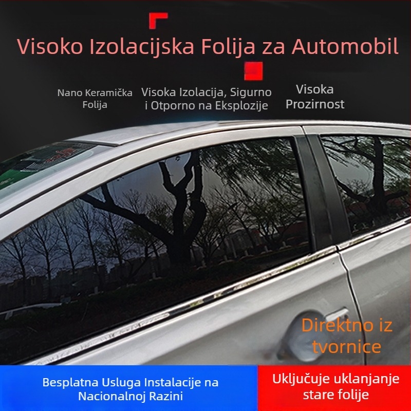 Set folija za prozore automobila: privatnost, otporan na lomljenje, UV zaštita i toplinska izolacija za vjetrobran i bočna stakla.