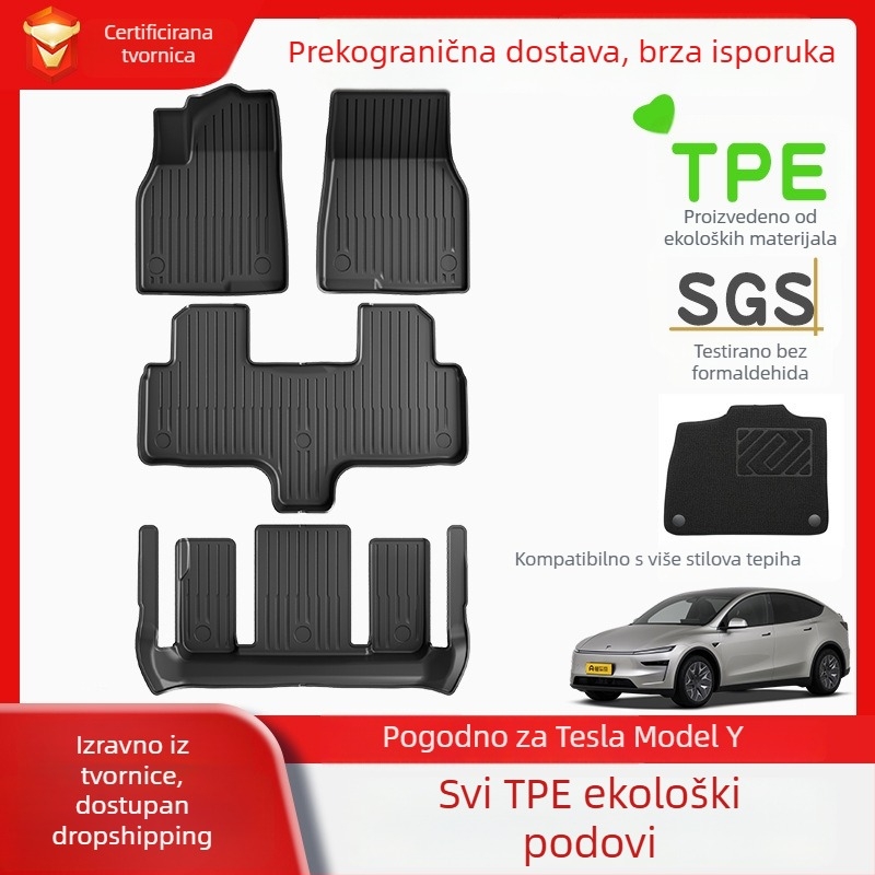 Podne prostirke i prostirke prtljažnika Tesla Model Y - TPE za sve vremenske uvjete, prilagodljive