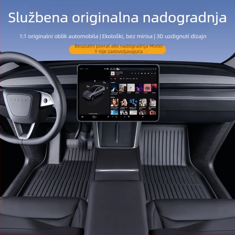 Podne prostirke i prostirke prtljažnika Tesla Model Y - TPE za sve vremenske uvjete, prilagodljive