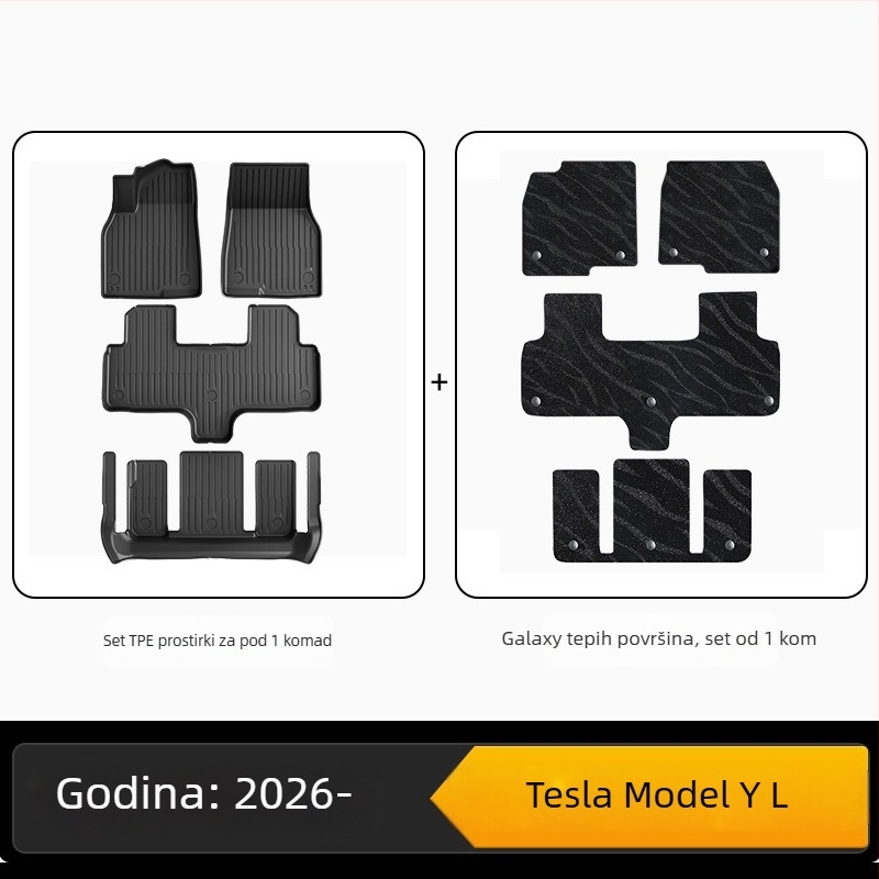 Podne prostirke i prostirke prtljažnika Tesla Model Y - TPE za sve vremenske uvjete, prilagodljive