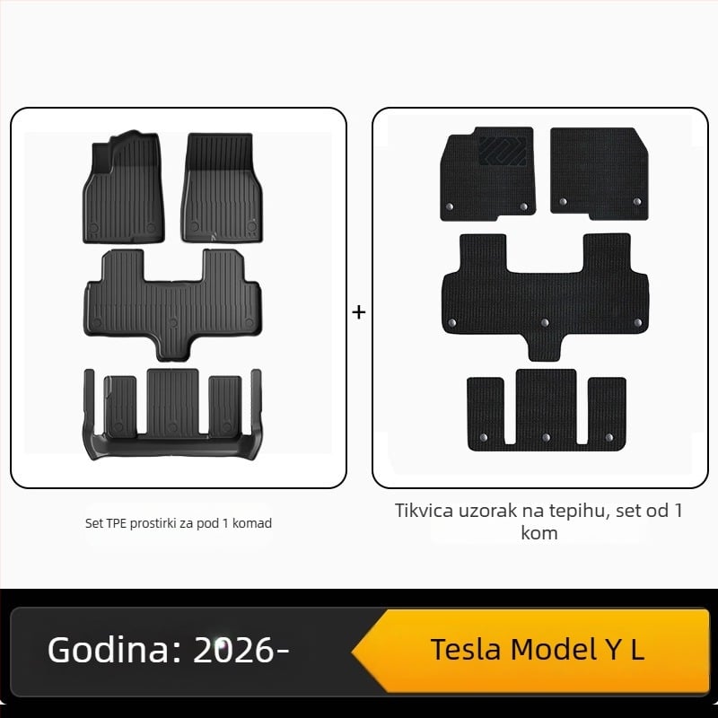 Podne prostirke i prostirke prtljažnika Tesla Model Y - TPE za sve vremenske uvjete, prilagodljive