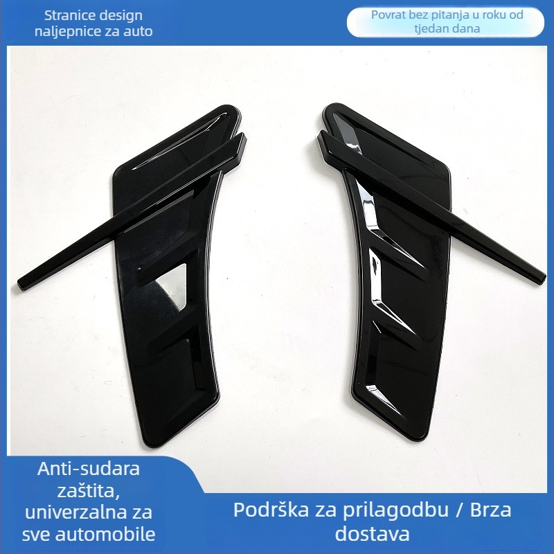 TPU 3D naljepnica za bočnu stranu karoserije s velikim Shark Gill otvorom ispod haube i listastim bočnim otvorom, univerzalna naljepnica za karoseriju, lijepljenje, prilagodba dostupna