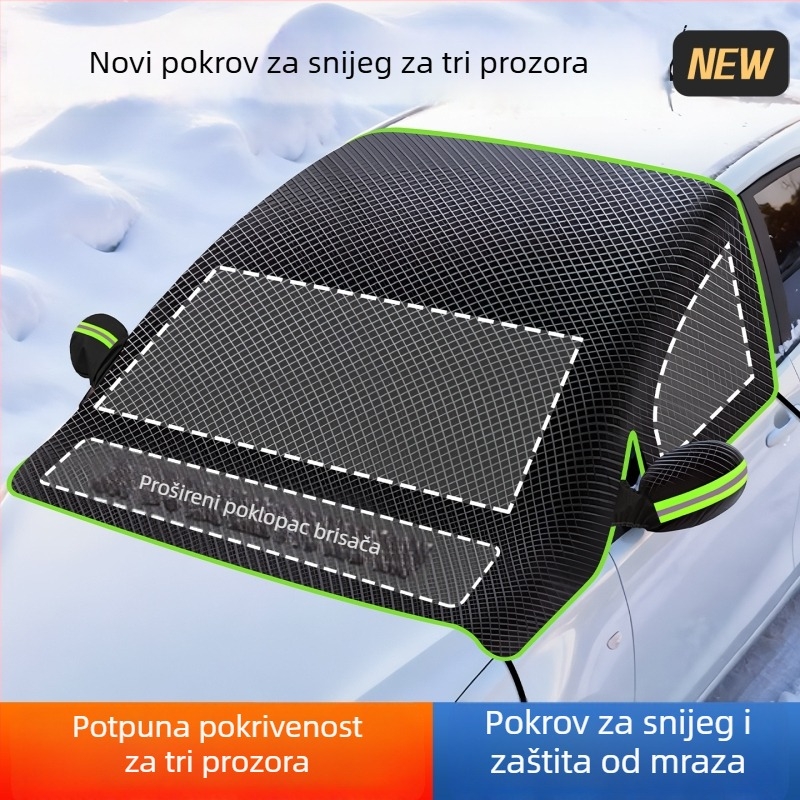 Pokrov snijega za prednje staklo automobila, magnetska Oxford tkanina, ojačan, anti-smrzavanje, poluauto pokrivač