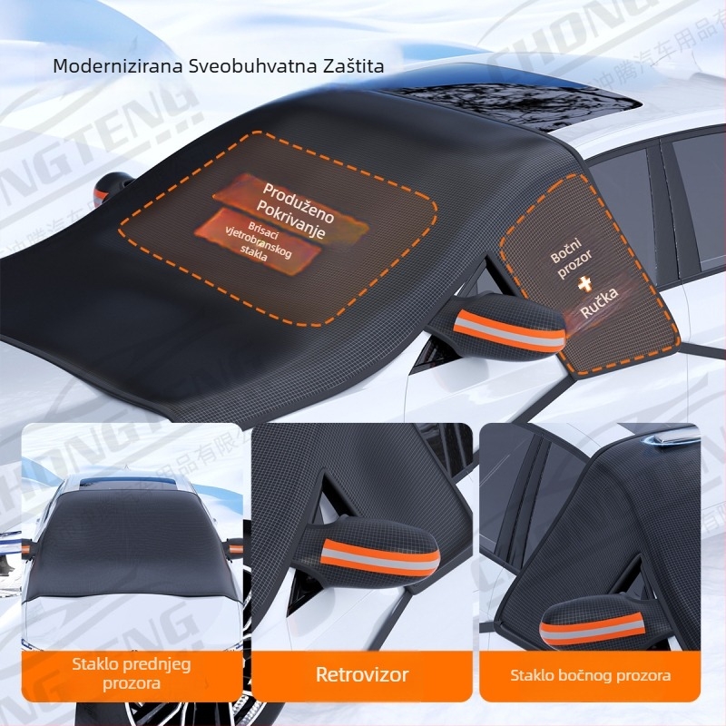 Pokrov za automobil za prednje staklo - debeći denim, Snap-In ugradnja, univerzalno, prednji dio