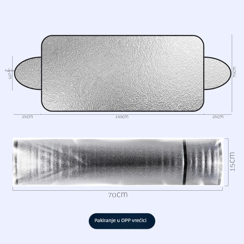 Univerzalno sjenilo za prednje staklo automobila | aluminijska folija, Snap-in ugradnja, Prednje staklo, Minimalistički stil (1892)