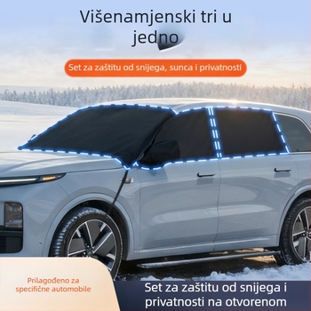 Specijalizirani pokrov prednjih i stražnjih prozora vozila - 600D Oxford materijal, snježni štit, anti-smrzavajuća zaštita, UV zaštita, teleskopska ugradnja
