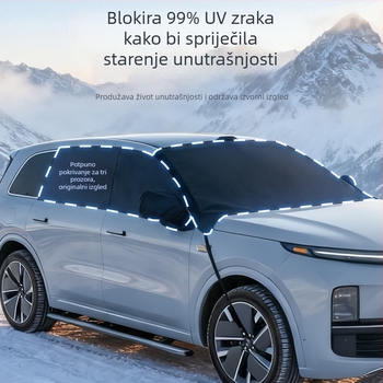 Specijalizirani pokrov prednjih i stražnjih prozora vozila - 600D Oxford materijal, snježni štit, anti-smrzavajuća zaštita, UV zaštita, teleskopska ugradnja