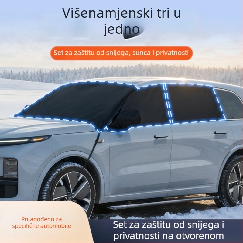 Specijalizirani pokrov prednjih i stražnjih prozora vozila - 600D Oxford materijal, snježni štit, anti-smrzavajuća zaštita, UV zaštita, teleskopska ugradnja