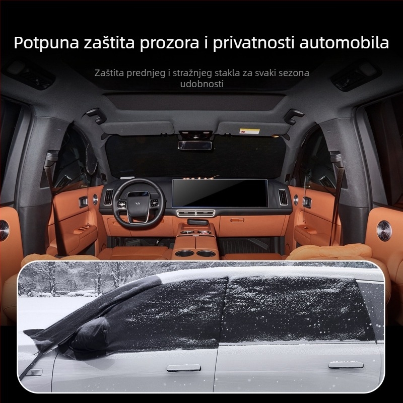 Specijalizirani pokrov prednjih i stražnjih prozora vozila - 600D Oxford materijal, snježni štit, anti-smrzavajuća zaštita, UV zaštita, teleskopska ugradnja