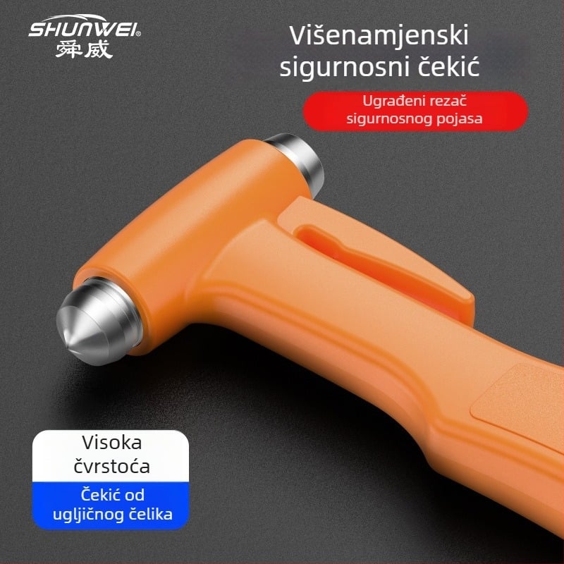 Auto sigurnosni čekić s razbijačem stakla i rezačem pojasa — ABS, 100 g, Šifra Sd-3502, Marka Shunwi