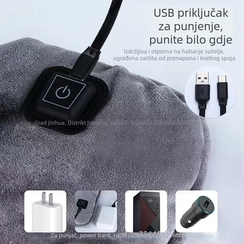 Grafena USB grijana jastučnica za sjedalo automobila, ploski dizajn, pliš površina, punilo od svile vlakana, zimsko grijanje