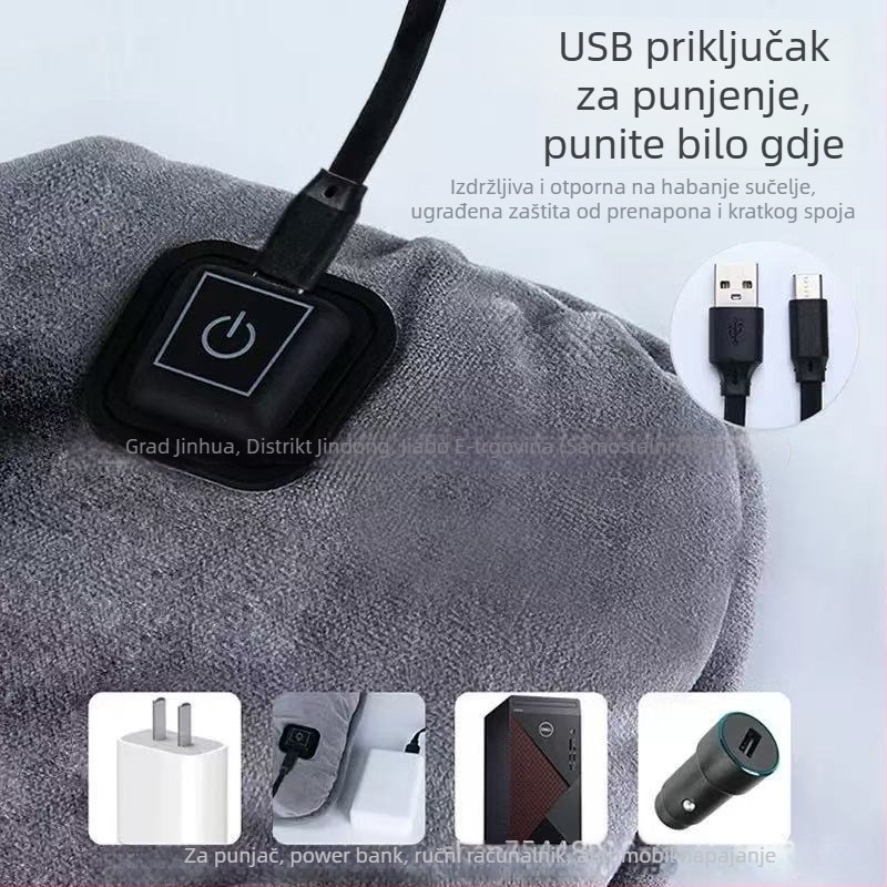 Grafena USB grijana jastučnica za sjedalo automobila, ploski dizajn, pliš površina, punilo od svile vlakana, zimsko grijanje