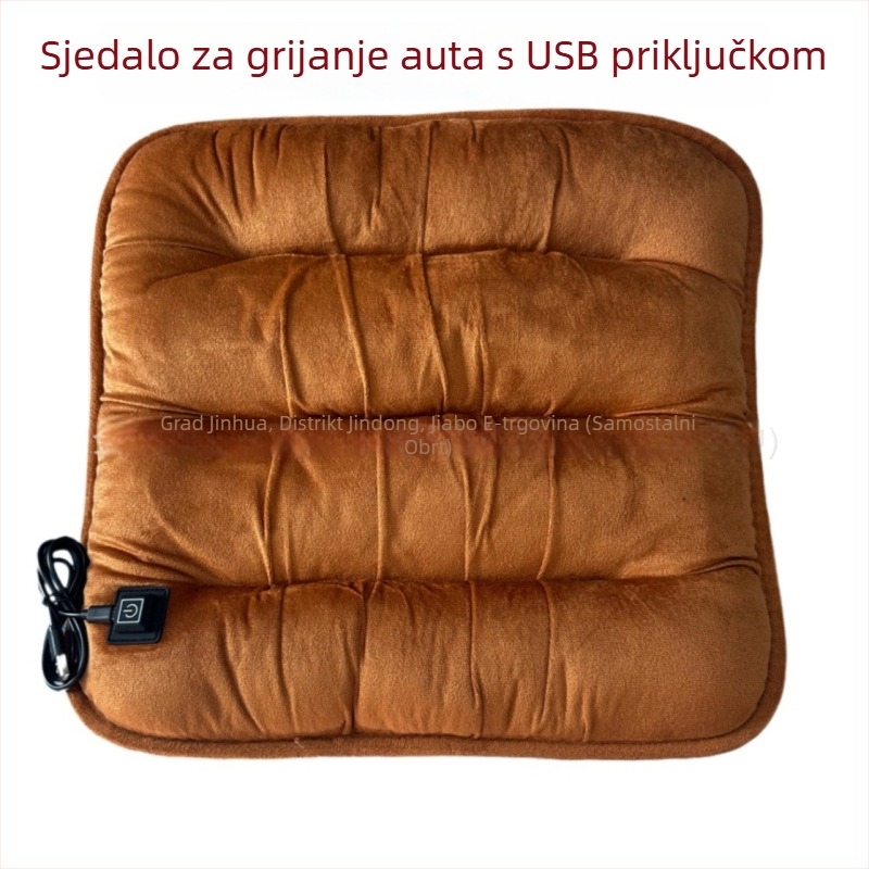 Grafena USB grijana jastučnica za sjedalo automobila, ploski dizajn, pliš površina, punilo od svile vlakana, zimsko grijanje