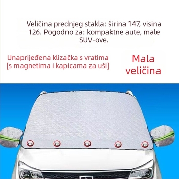 Automobilska zaštita od snijega i sunca za prednje staklo, magnetsko pričvršćivanje, ojačani polukrov, pamukovo‑vlaknasti materijal, universalna prilagodba, bez prilagođavanja