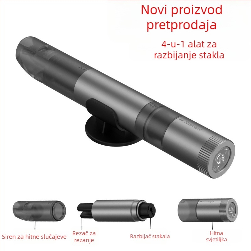 Automobilski čekić za razbijanje stakala – sigurnosni višenamjenski alat, aluminijska legura + ABS, 350 g, Mogućnost prilagođavanja
