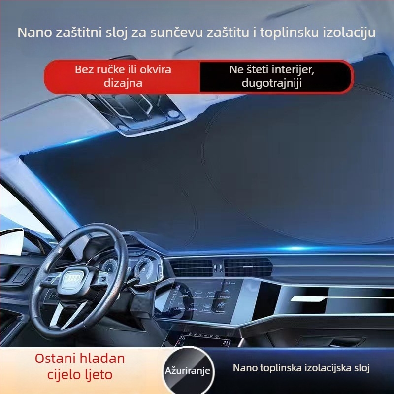 Zavjesa za sjenilo prednjeg vjetrobranskog stakla automobila s toplinskom izolacijom
