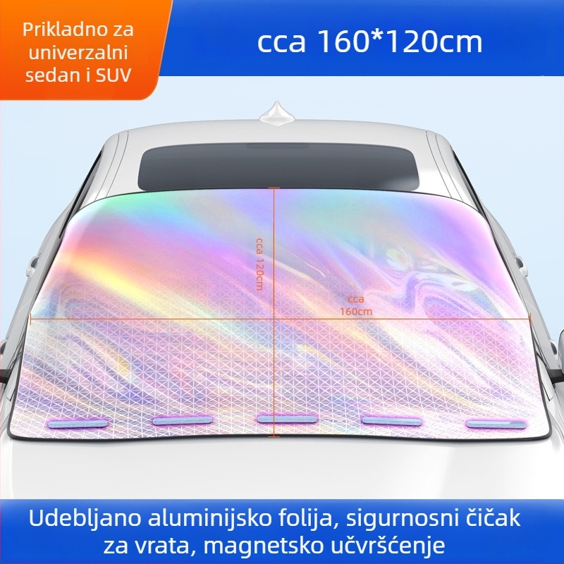 Auto suncobran za prednje staklo od aluminijske folije, univerzalna prilagodba, montaža snap-in, mogućnost prilagođavanja i ispisa logotipa
