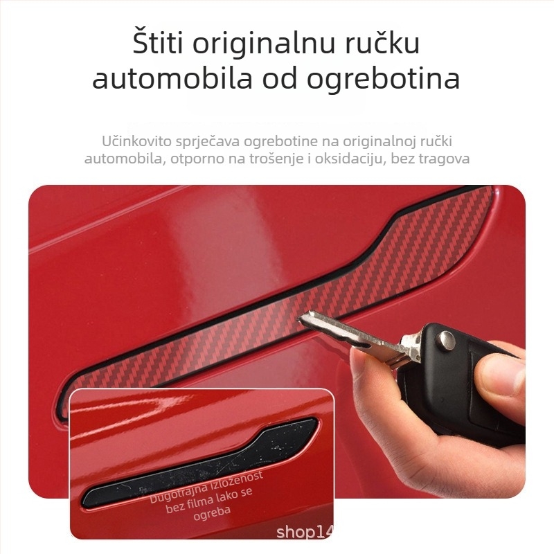 Zaštitni film za ručku vrata za Tesla Model 3/Y – karbonsko vlakno, samoljepljivi dekorativni dio karoserije, jednostavna ugradnja, prilagodljiv dizajn
