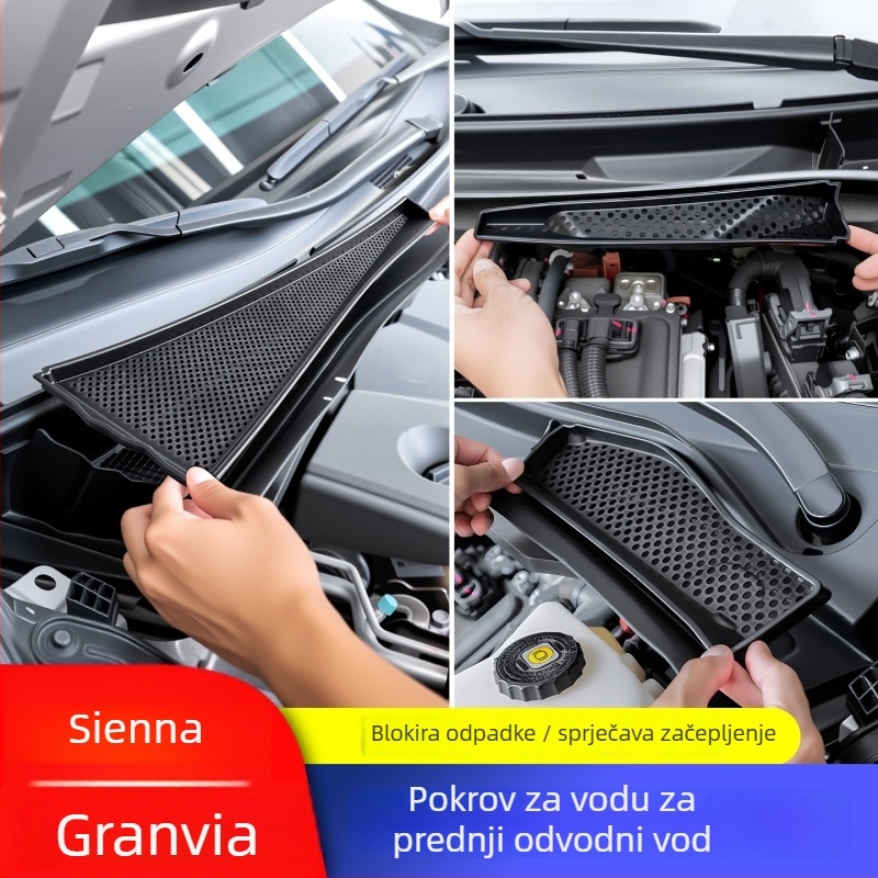 ABS unutarnje auto naljepnice za Toyota Sienna – prednje lijevi i desni poklopci vodnih kanala protiv curenja, otvori za hlađenje haube, mreža protiv insekata