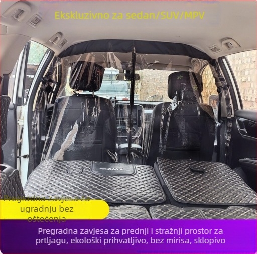 Zavjesa za razdvajanje za kombi, prilagođena vašem vozilu (kompatibilna s 95% modela), materijal aluminijska folija, vješanje na gornje i donje dvostruke tračnice, zavjese za zaštitu od sunca automobila