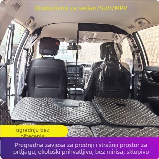 Zavjesa za razdvajanje za kombi, prilagođena vašem vozilu (kompatibilna s 95% modela), materijal aluminijska folija, vješanje na gornje i donje dvostruke tračnice, zavjese za zaštitu od sunca automobila