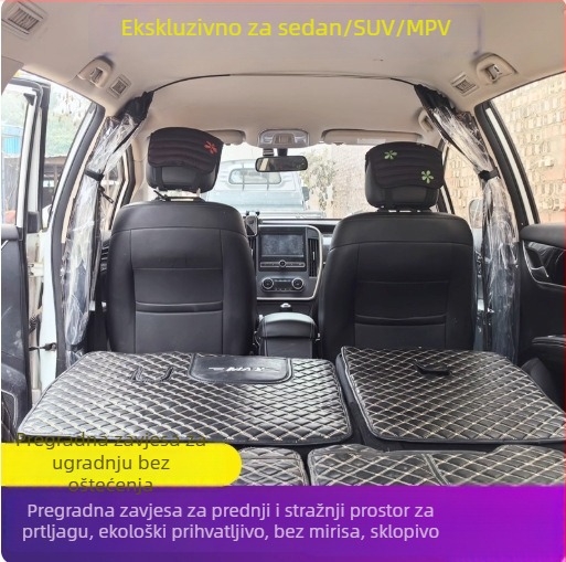 Zavjesa za razdvajanje za kombi, prilagođena vašem vozilu (kompatibilna s 95% modela), materijal aluminijska folija, vješanje na gornje i donje dvostruke tračnice, zavjese za zaštitu od sunca automobila