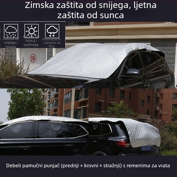 Pokrov za prednje staklo autom s debelim aluminijskim folijom, ugradnja karticom, karirani uzorak, za prozor, prilagodljivo
