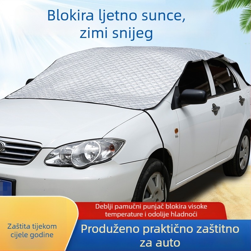 Pokrov za prednje staklo autom s debelim aluminijskim folijom, ugradnja karticom, karirani uzorak, za prozor, prilagodljivo