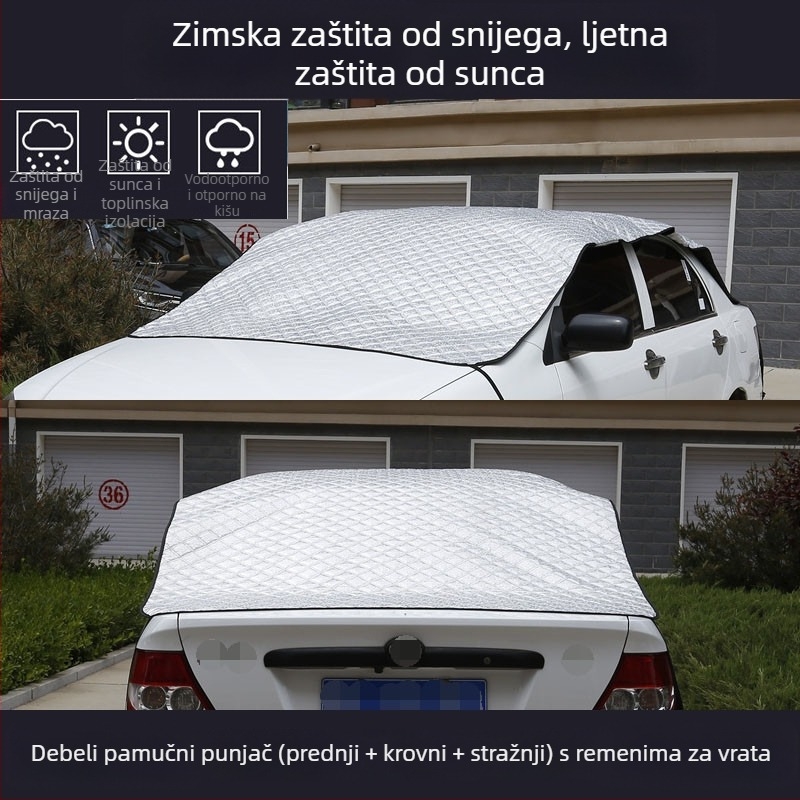 Pokrov za prednje staklo autom s debelim aluminijskim folijom, ugradnja karticom, karirani uzorak, za prozor, prilagodljivo