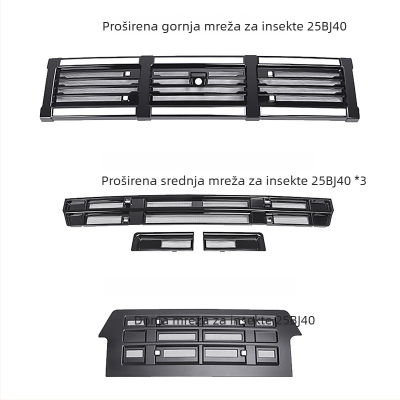 Prednja zaštita radijatora s mrežom protiv insekata za BJ40 2024-2026 City Hunter Extended Edition | ABS | Broj proizvoda: A | Marka: Junmiao | Trajanje: 5 godina