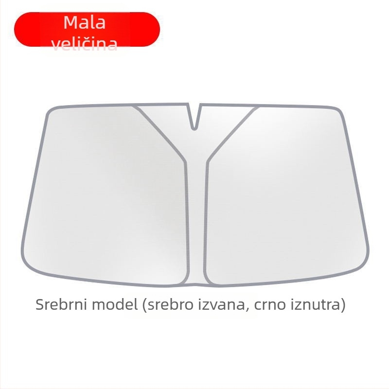 Auto sjenilo za unutrašnjost s termoizolacijskom aluminijskom folijom, teleskopska instalacija za prednje vjetrobransko staklo, uzorak s logom marke, 300 g