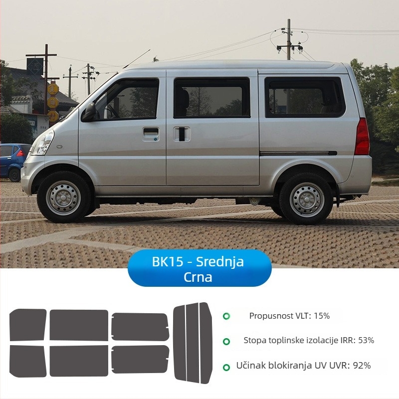 Termoizolacijski films za automobile kompatibilan s Wuling Rongguang 6407 B3 — za sva stakla, propusnost <30%, toplinska izolacija 69.8%, UV zaštita 98.5%