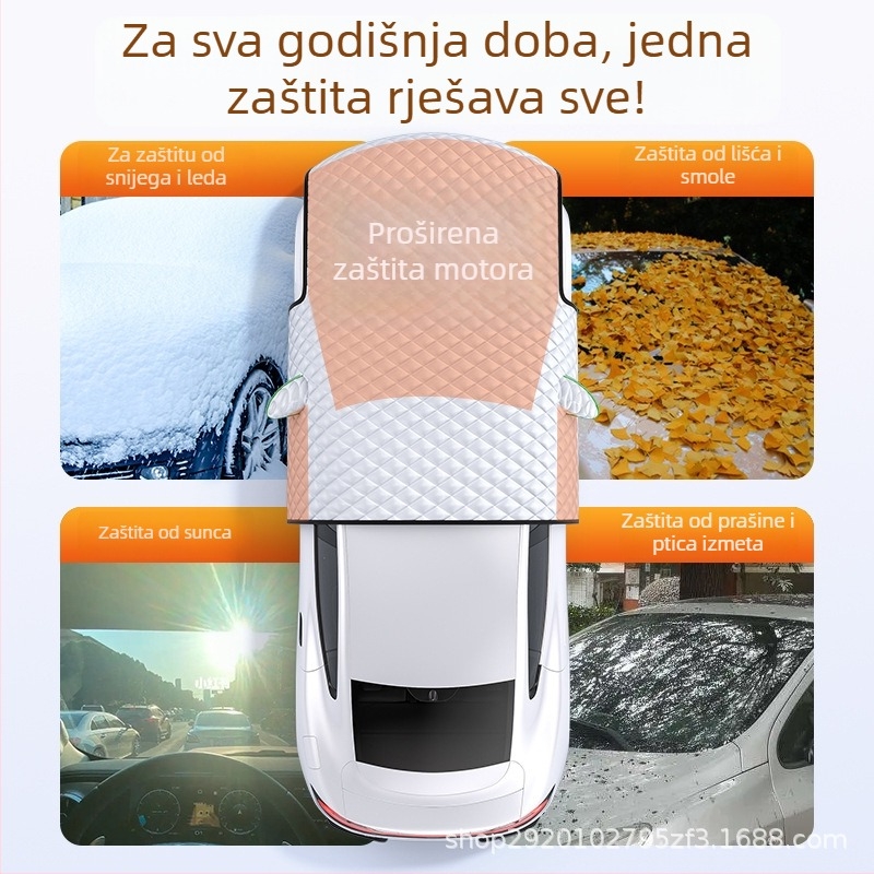 Pokrov prednjeg vjetrobranskog stakla za zimu | Materijal: aluminijska folija | Ugradnja: ugrađena | Univerzalna prilagodba | Uzorak mreže | Minimalistički stil
