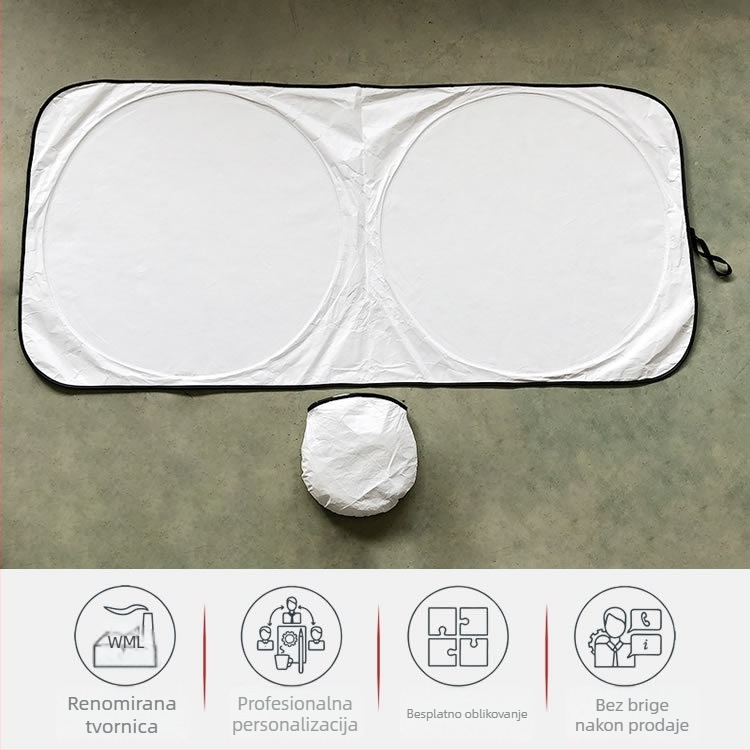 Auto sjenilo za sunce od DuPont Tyvek materijala, montaža klipsom, Univerzalna kompatibilnost, težina 125 g