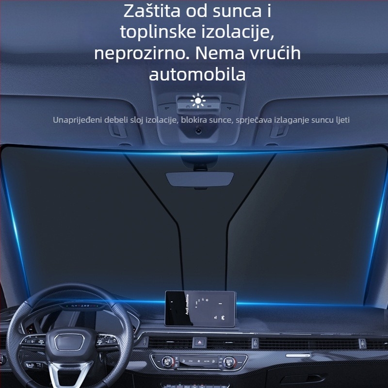 Auto sjenilo za prednje staklo – zavjesa za toplinsku izolaciju, univerzalna primjena, ugradnja ugrađena, minimalistički dizajn, geometrijski uzorak