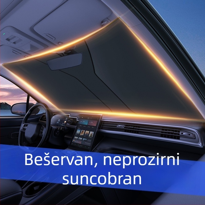 Auto sjenilo za prednje staklo – zavjesa za toplinsku izolaciju, univerzalna primjena, ugradnja ugrađena, minimalistički dizajn, geometrijski uzorak
