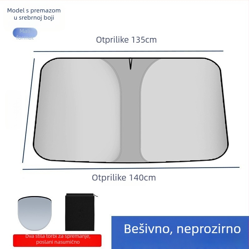 Auto sjenilo za prednje staklo – zavjesa za toplinsku izolaciju, univerzalna primjena, ugradnja ugrađena, minimalistički dizajn, geometrijski uzorak