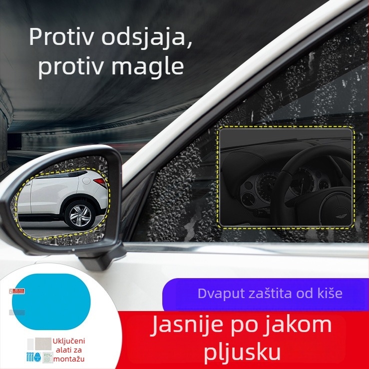 Automobilski kišni film za retrovizor – PET materijal, jaka adhezija, antifog, vodootporan za bočne prozore