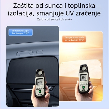 Auto zavjesa za sunce s magnetskim pričvršćivanjem, materijal: platno s premazom srebra i čelična žica, univerzalna kompatibilnost, marka Along the Way, mogućnost ispisa logotipa, prilagodba po narudžbi