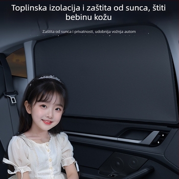 Auto zavjesa za sunce s magnetskim pričvršćivanjem, materijal: platno s premazom srebra i čelična žica, univerzalna kompatibilnost, marka Along the Way, mogućnost ispisa logotipa, prilagodba po narudžbi