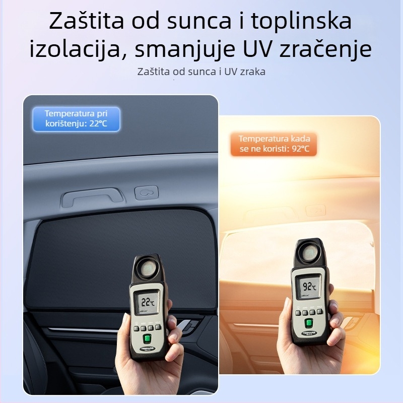 Auto zavjesa za sunce s magnetskim pričvršćivanjem, materijal: platno s premazom srebra i čelična žica, univerzalna kompatibilnost, marka Along the Way, mogućnost ispisa logotipa, prilagodba po narudžbi