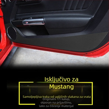Zaštitna naljepnica za panel vrata Mustang 2015-2019, karbon vlakna izgled, samoljepljiva auto naljepnica, prilagodljiva