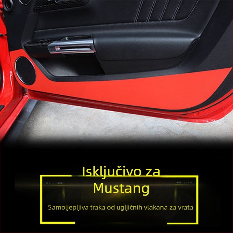 Zaštitna naljepnica za panel vrata Mustang 2015-2019, karbon vlakna izgled, samoljepljiva auto naljepnica, prilagodljiva