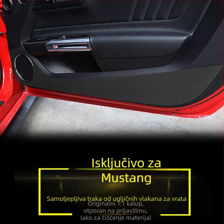 Zaštitna naljepnica za panel vrata Mustang 2015-2019, karbon vlakna izgled, samoljepljiva auto naljepnica, prilagodljiva