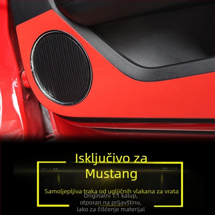 Zaštitna naljepnica za panel vrata Mustang 2015-2019, karbon vlakna izgled, samoljepljiva auto naljepnica, prilagodljiva