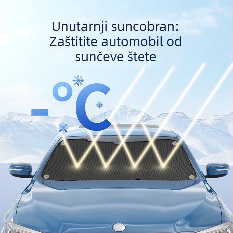 Auto sjenilo od Oxford platna, pričvršćivanje usisnim čašicama, za prednje staklo, mogućnost tlačenja logotipa, Pu Mai