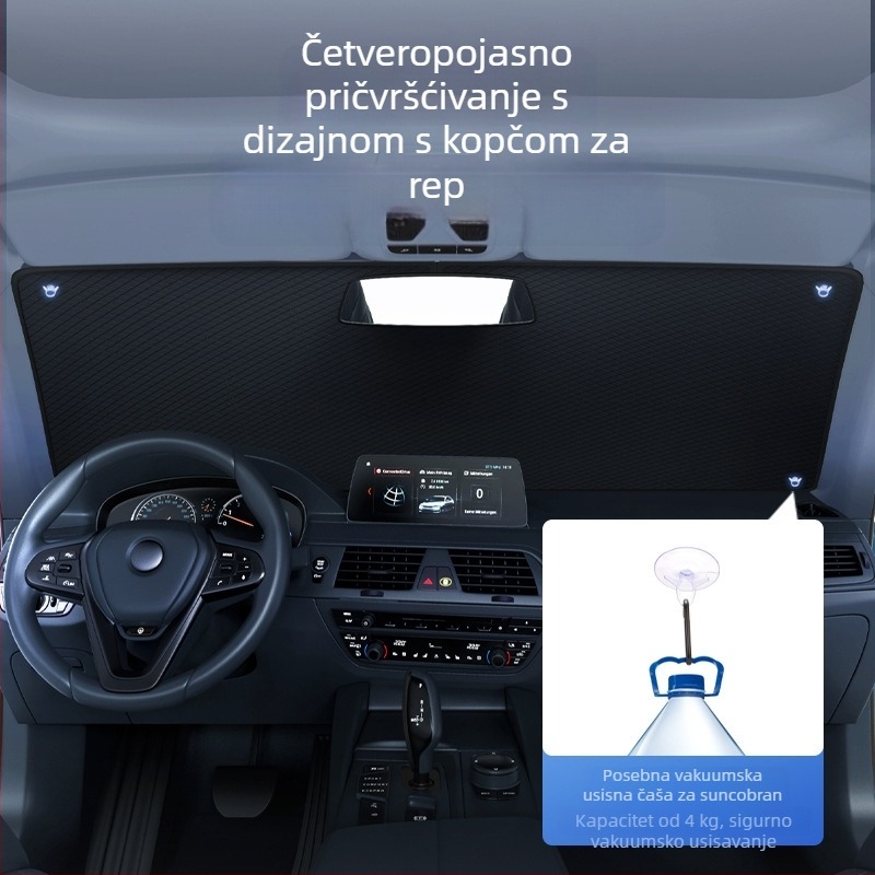 Auto sjenilo od Oxford platna, pričvršćivanje usisnim čašicama, za prednje staklo, mogućnost tlačenja logotipa, Pu Mai