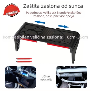 Auto vizir za navigaciju s anti-refleksnim panelom i zaslonom za vožnju unatrag, teleskopska ugradnja, plastična konstrukcija, univerzalna kompatibilnost
