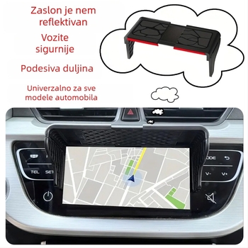 Auto vizir za navigaciju s anti-refleksnim panelom i zaslonom za vožnju unatrag, teleskopska ugradnja, plastična konstrukcija, univerzalna kompatibilnost